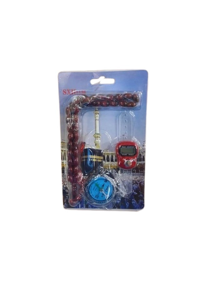 Prayer Beads and Qibla Compass Ring Counter Set - Image 2